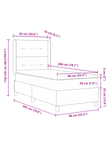 Letto a molle con materasso Talpa 90 x 200 cm Tessuto