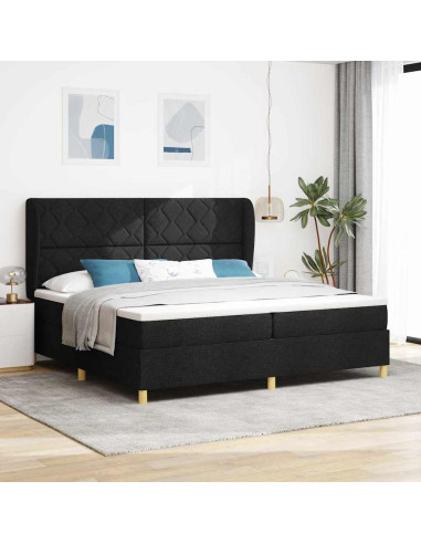 Letto con molle e materasso Grigio Scuro 90x190 cm Tessuto Nero