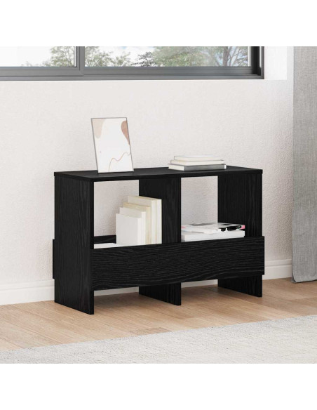 Scaffale per riviste Rovere Nero 68,5 x 30 x 45 cm