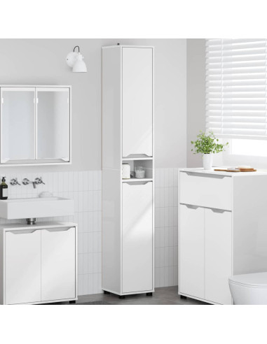 Mobile da Bagno con porta Bianco Lucido 30,5 x 30 x 195 cm