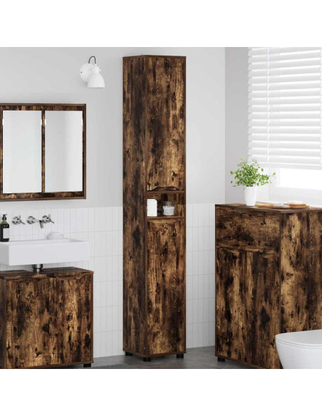 Mobile da Bagno con lo scaffale Rovere fumé 30,5 x 30 x 195 cm