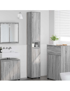 Mobile da Bagno con porta Grigio Sonoma 30,5 x 30 x 195 cm