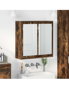 Mobiletto per specchio da bagno Rovere fumé 60 x 20 x 60 cm