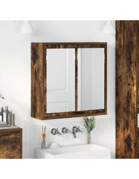 Mobiletto per specchio da bagno Rovere fumé 60 x 20 x 60 cm