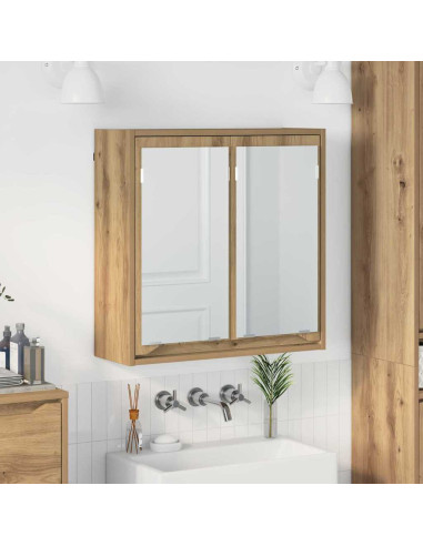 Mobiletto per specchio da bagno con porta Rovere artigianale