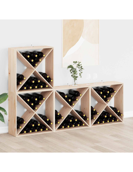 Portabottiglie 4 pcs Naturale 62 x 25 x 62 cm Pino massello