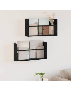 Scaffale per riviste 2 pcs Rovere Nero 60 x 12 x 30 cm