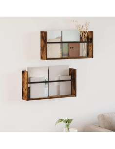 Scaffale per riviste 2 pcs Rovere fumé 60 x 12 x 30 cm