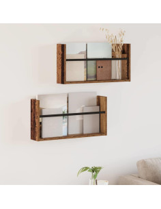 Scaffale per riviste 2 pcs Legno vecchio 60 x 12 x 30 cm