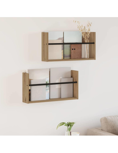 Scaffale per riviste 2 pcs Rovere artigianale 60 x 12 x 30 cm