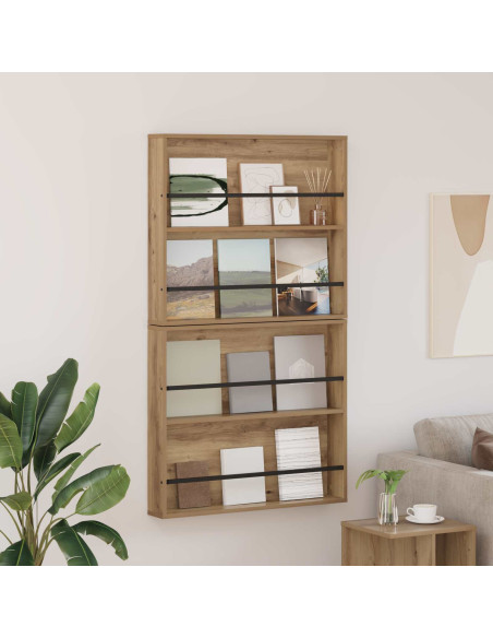 Scaffale per riviste 2 pcs Rovere artigianale 80 x 12 x 70 cm