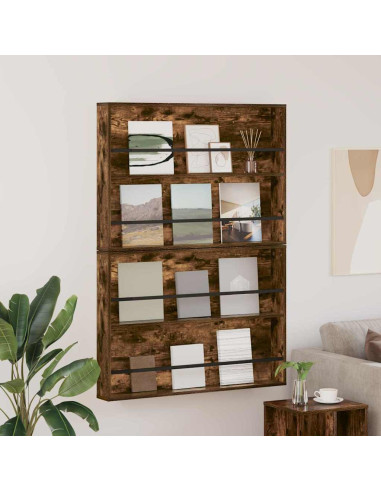 Scaffale per riviste 2 pcs Rovere fumé 100 x 12 x 70 cm