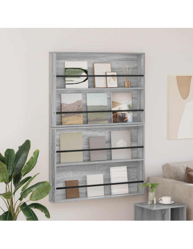 Scaffale per riviste 2 pcs Grigio Sonoma 100 x 12 x 70 cm