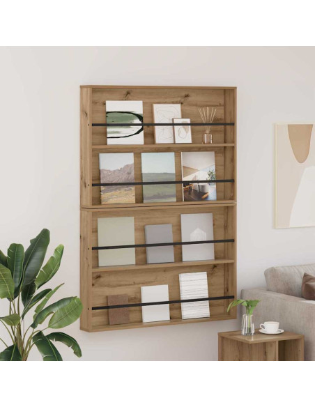 Scaffale per riviste 2 pcs Rovere artigianale 100 x 12 x 70 cm