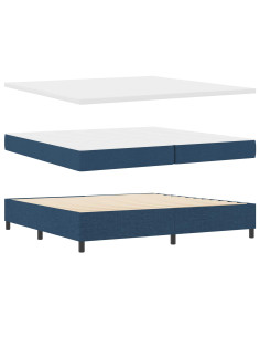 Letto a molle con materasso con led Blu 200 x 200 cm Tessuto