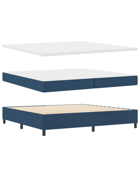Letto a molle con materasso con led Blu 200 x 200 cm Tessuto