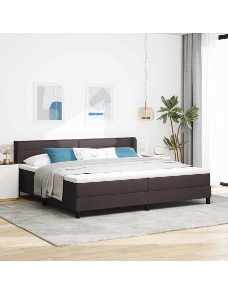 Letto a molle Marrone Scuro 200 x 200 cm Poliestere