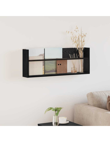 Scaffale per riviste Rovere Nero 80 x 12 x 30 cm