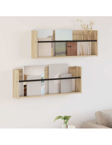 Scaffale per riviste 2 pcs Rovere Sonoma 80 x 12 x 30 cm