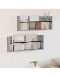 Scaffale per riviste 2 pcs Grigio Sonoma 80 x 12 x 30 cm