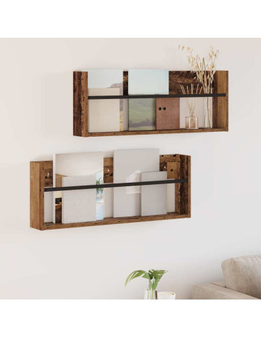 Scaffale per riviste 2 pcs Legno vecchio 80 x 12 x 30 cm