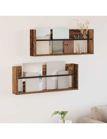 Scaffale per riviste 2 pcs Legno vecchio 80 x 12 x 30 cm