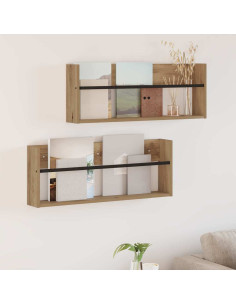 Scaffale per riviste 2 pcs Rovere artigianale 80 x 12 x 30 cm