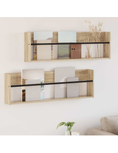 Scaffale per riviste 2 pcs Rovere Sonoma 100 x 12 x 30 cm