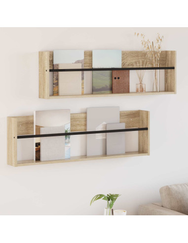 Scaffale per riviste 2 pcs Rovere Sonoma 100 x 12 x 30 cm