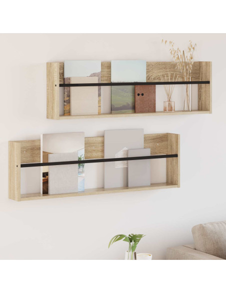 Scaffale per riviste 2 pcs Rovere Sonoma 100 x 12 x 30 cm