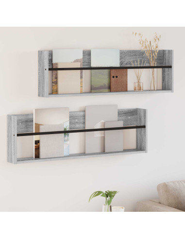 Scaffale per riviste 2 pcs Grigio Sonoma 100 x 12 x 30 cm