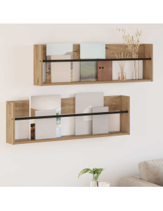 Scaffale per riviste 2 pcs Rovere artigianale 100 x 12 x 30 cm