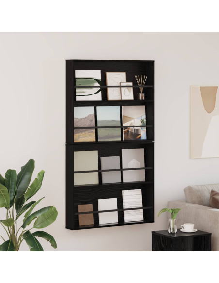 Scaffale per riviste 2 pcs Rovere Nero 80 x 12 x 70 cm