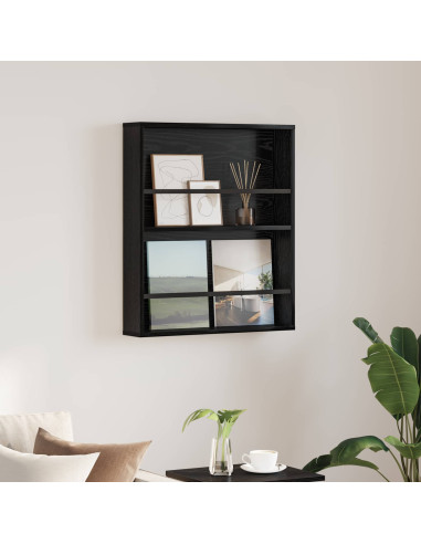 Scaffale per riviste Rovere Nero 60 x 12 x 70 cm