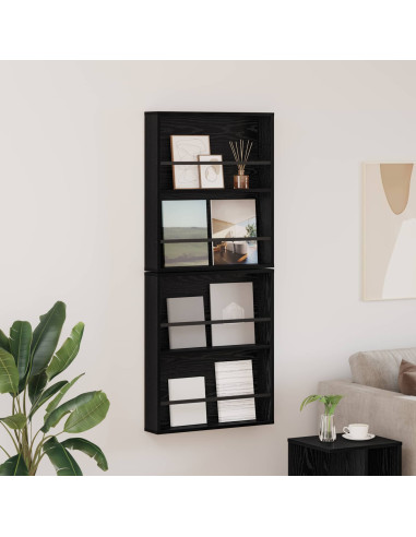 Scaffale per riviste 2 pcs Rovere Nero 60 x 12 x 70 cm