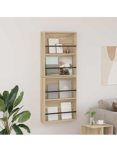 Scaffale per riviste 2 pcs Rovere Sonoma 60 x 12 x 70 cm