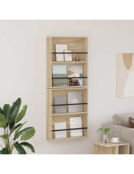 Scaffale per riviste 2 pcs Rovere Sonoma 60 x 12 x 70 cm