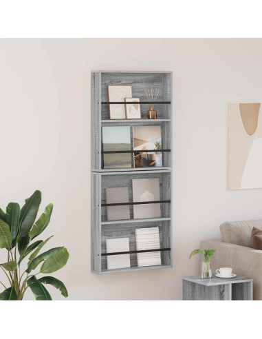 Scaffale per riviste 2 pcs Grigio Sonoma 60 x 12 x 70 cm