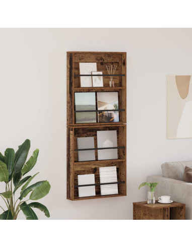 Scaffale per riviste 2 pcs Legno vecchio 60 x 12 x 70 cm