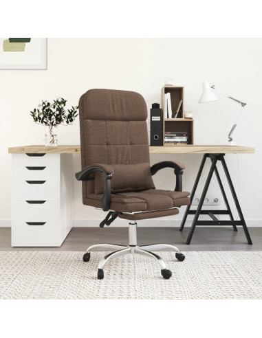 Sedia da Ufficio Massaggio Reclinabile Marrone in Tessuto