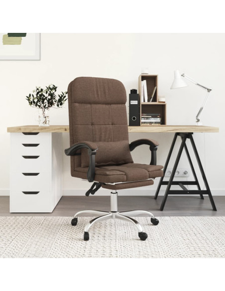 Sedia da Ufficio Massaggio Reclinabile Marrone in Tessuto