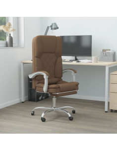 Sedia da Ufficio Massaggio Reclinabile Marrone in Tessuto