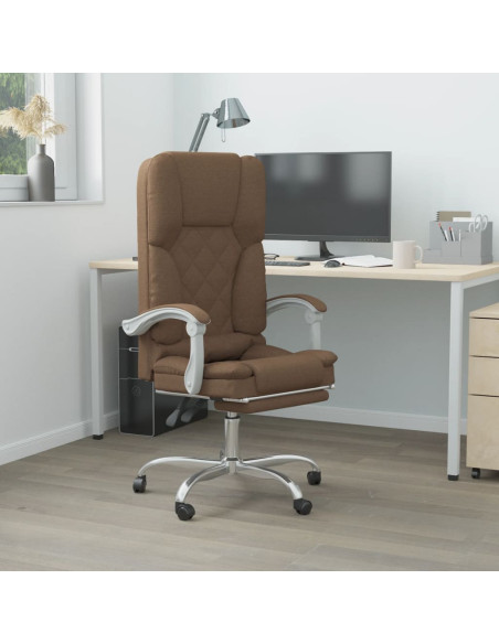 Sedia da Ufficio Massaggio Reclinabile Marrone in Tessuto