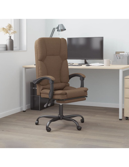 Sedia da Ufficio Massaggio Reclinabile Marrone in Tessuto