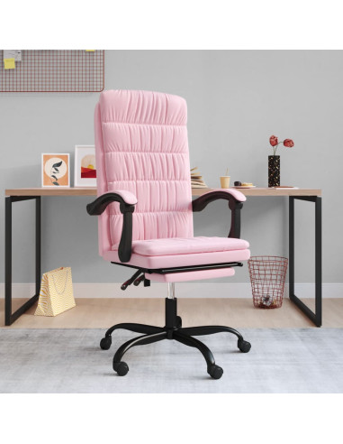 Poltrona da Ufficio Reclinabile Rosa in Velluto