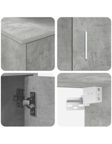 Set mobile TV 4 pcs Grigio cemento Legno multistrato