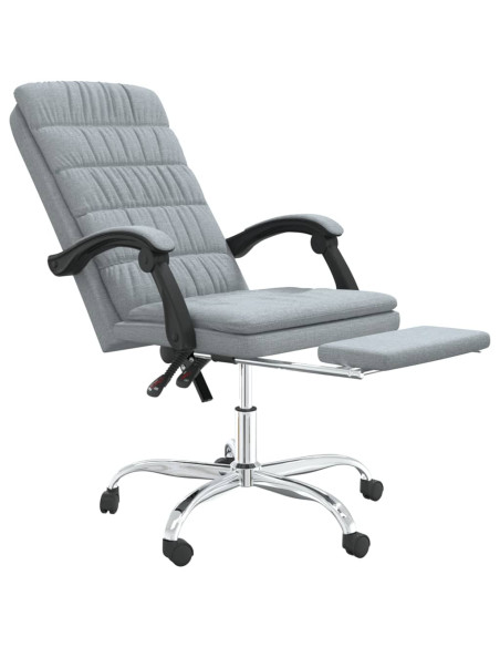 Poltrona da Ufficio Reclinabile Grigio Chiaro in Tessuto