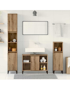 Set di mobili per il bagno con porta 3 pcs Rovere artigianale