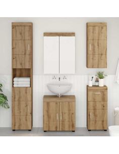 Armadio da bagno a muro con porta TULUM Rovere artigianale