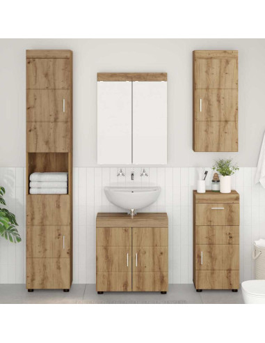 Armadio da bagno a muro con porta TULUM Rovere artigianale